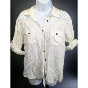 Millenium Lace Shoulder Button Up